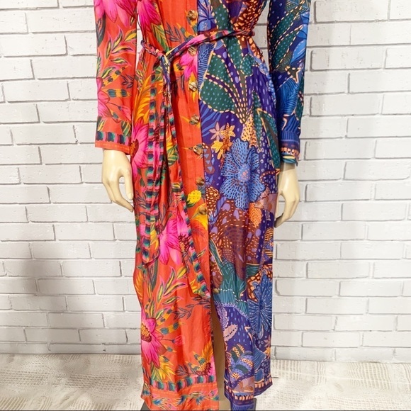 Farm Rio Mixed Prints Button-Front Chemise Dress - Picture 5 of 16